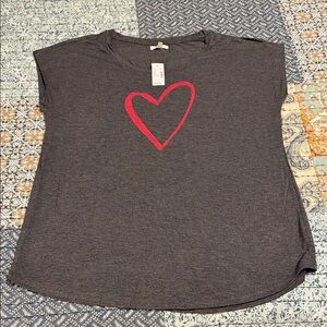 NWT- Gray Heart Print Women's Top - XL